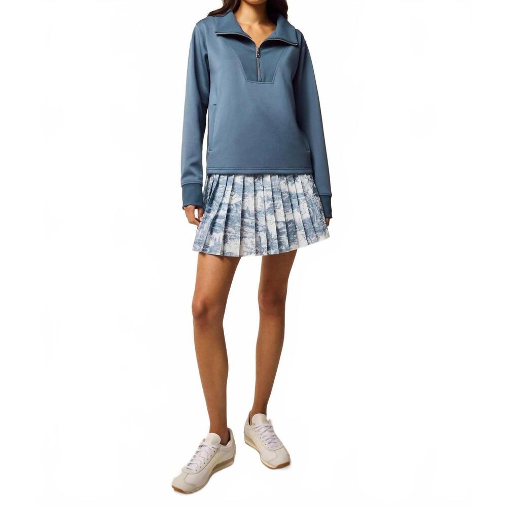 NEW GREYSON CLOTHIERS wren quarter zip sweatshirt in vintage indigo